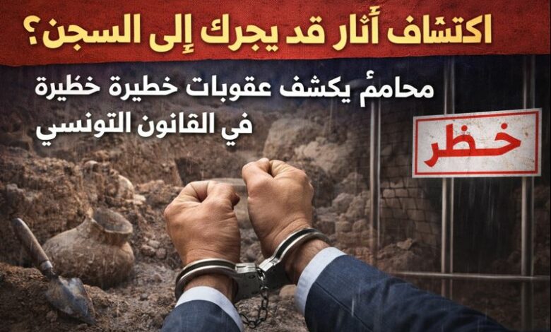 كلّ من يكتشف بصفة عفوية آثارا لا يعلم عنها فورا يمكن أن يعاقب بالسجن'